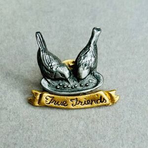 Vintage M. Bastin 1999 True Friends Birds at Birdbath Two Tone Pin